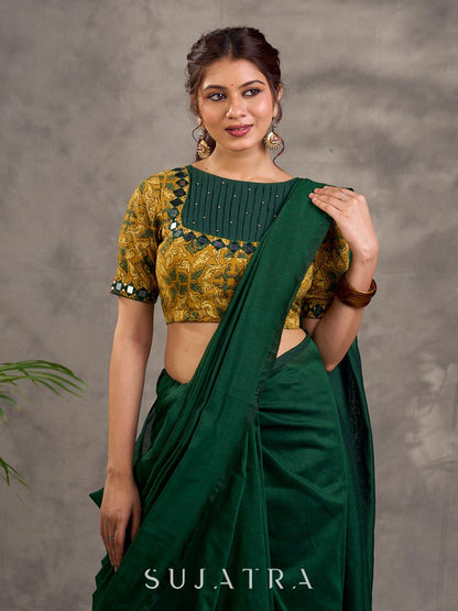 Sophisticated Bottle Green Cotton Saree