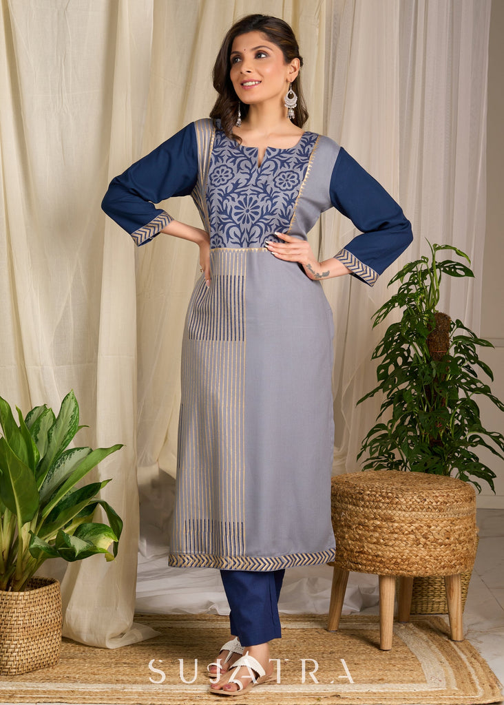 Blue Cotton Pant
