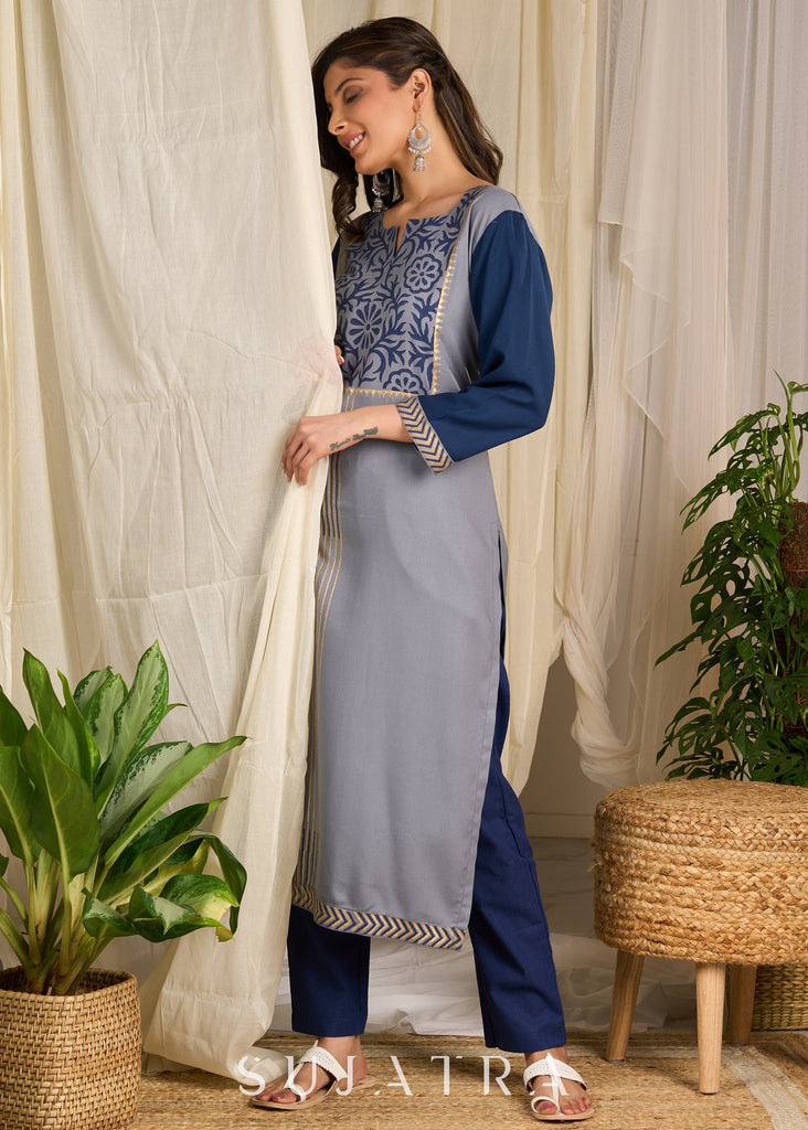Blue Cotton Pant