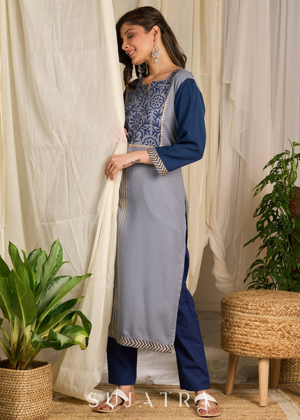 Blue Cotton Pant