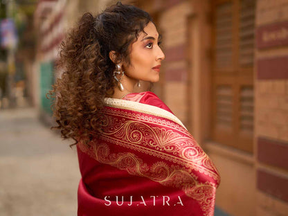Blush Pink Art Silk Saree with Heritage Floral Print