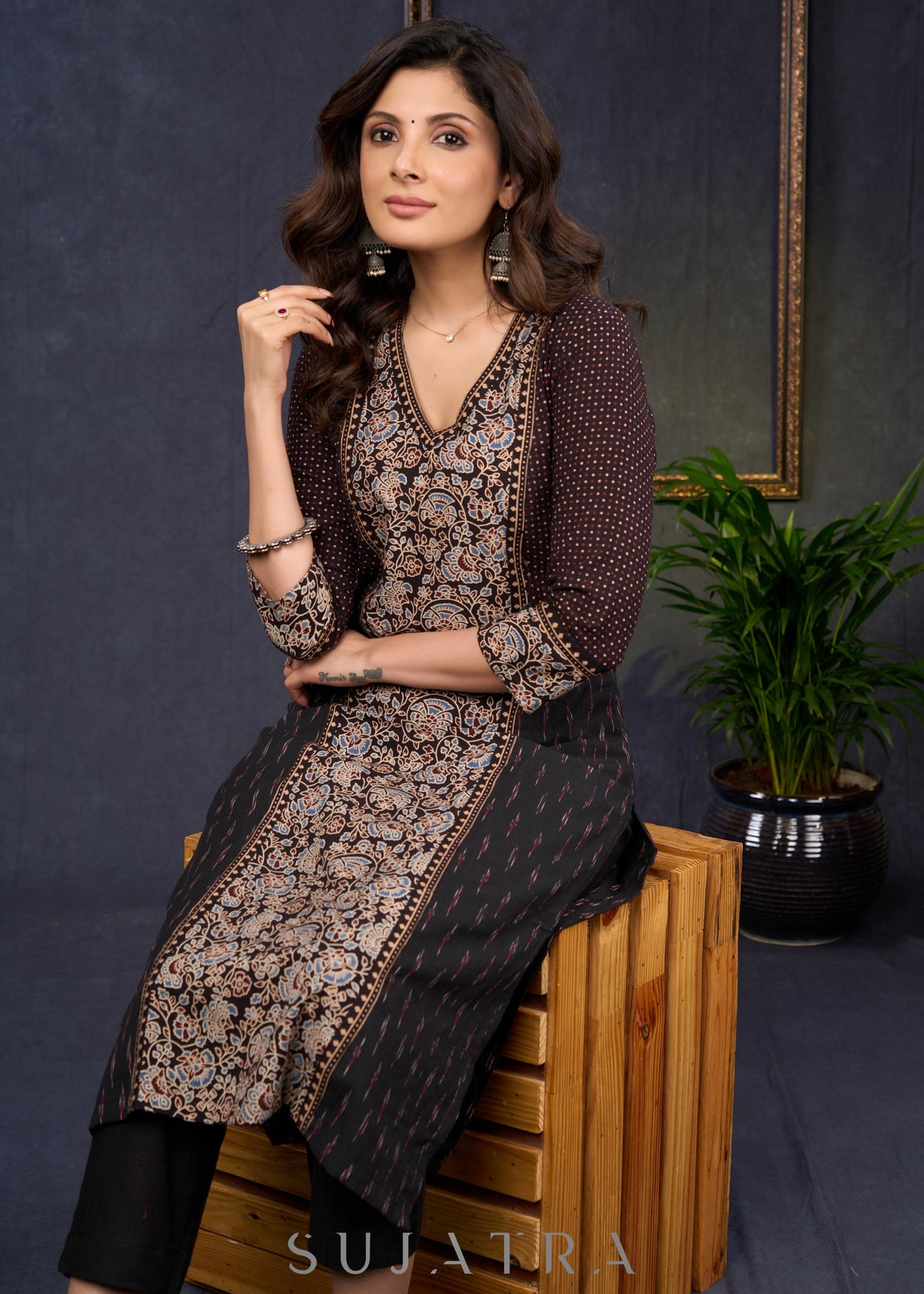 Black Cotton Silk Pant