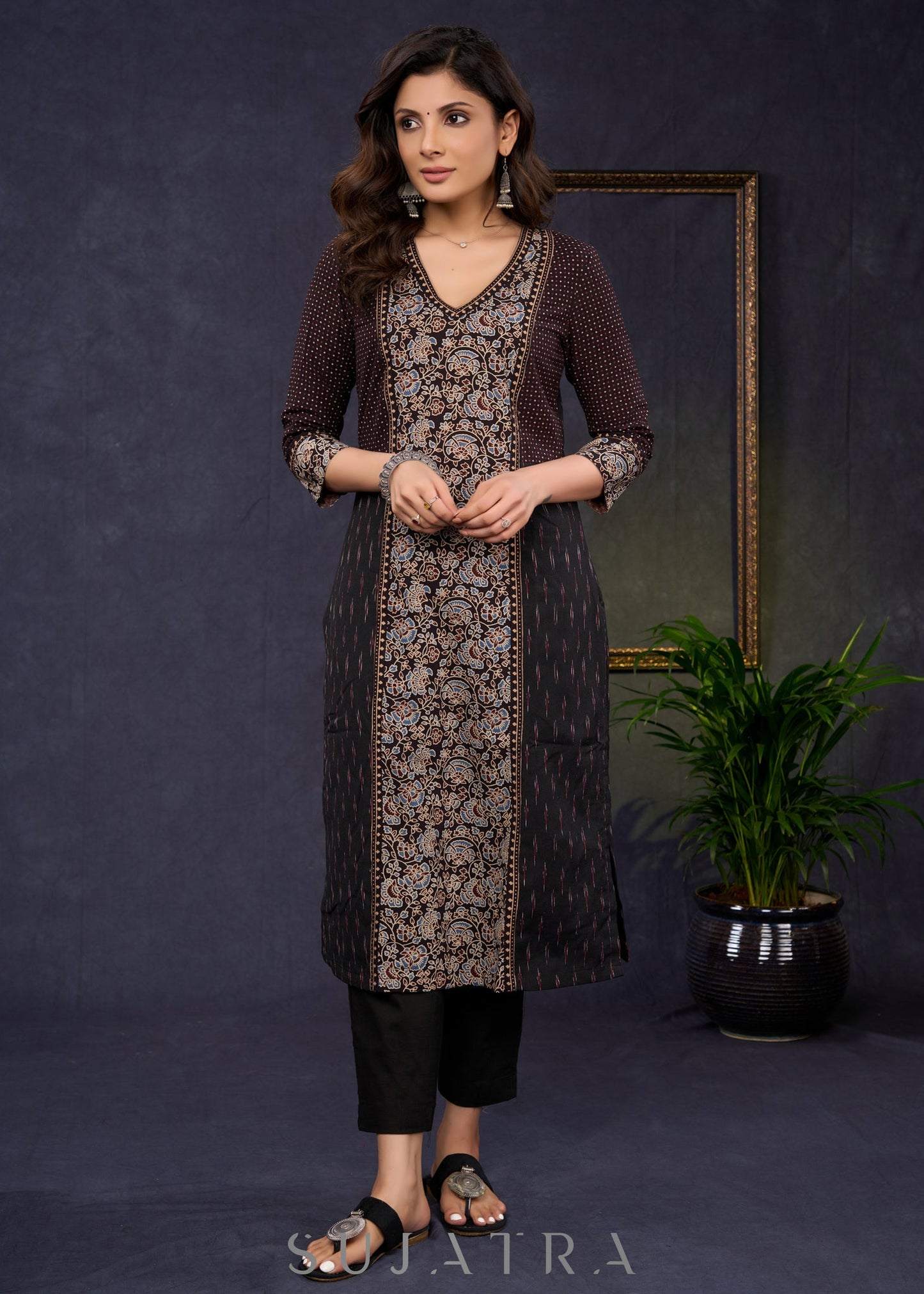 Black Cotton Silk Pant