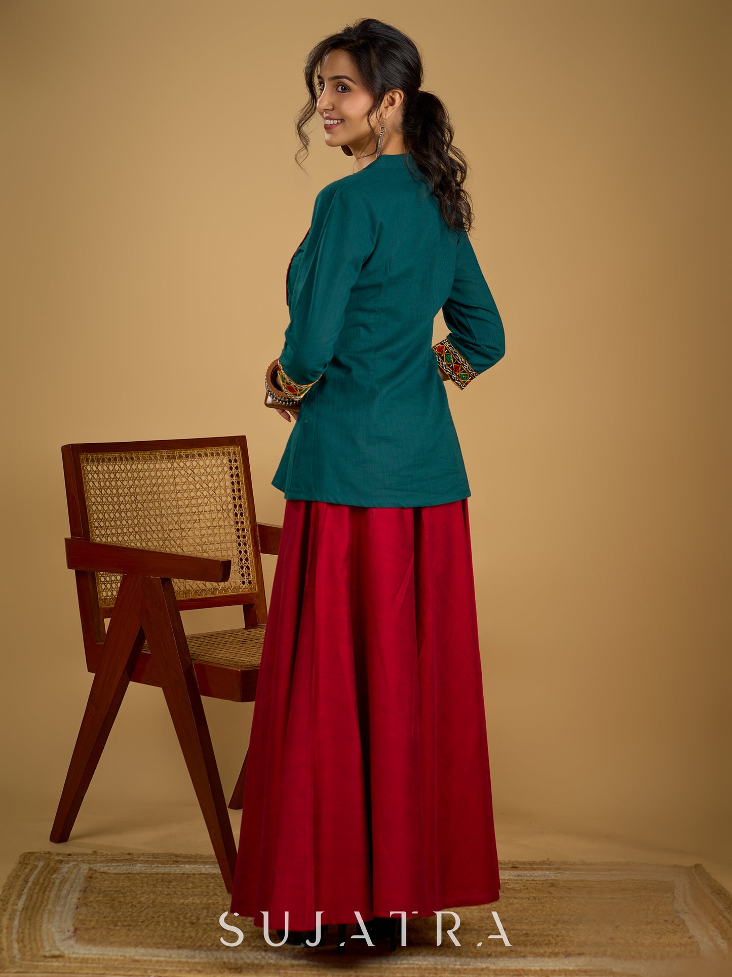 Maroon Cotton Silk Skirt