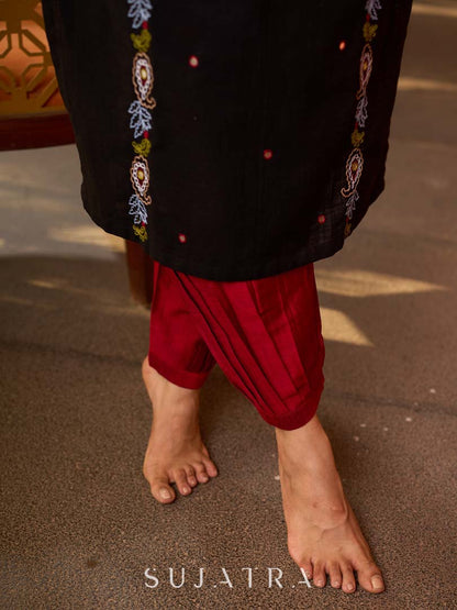 Classic Maroon Cotton Silk Pleated Pant