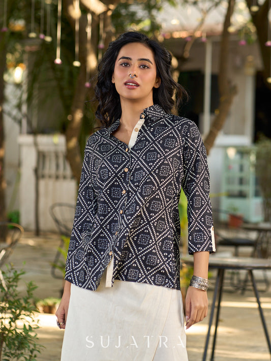 Classic Black Bandhani Printed Shirt