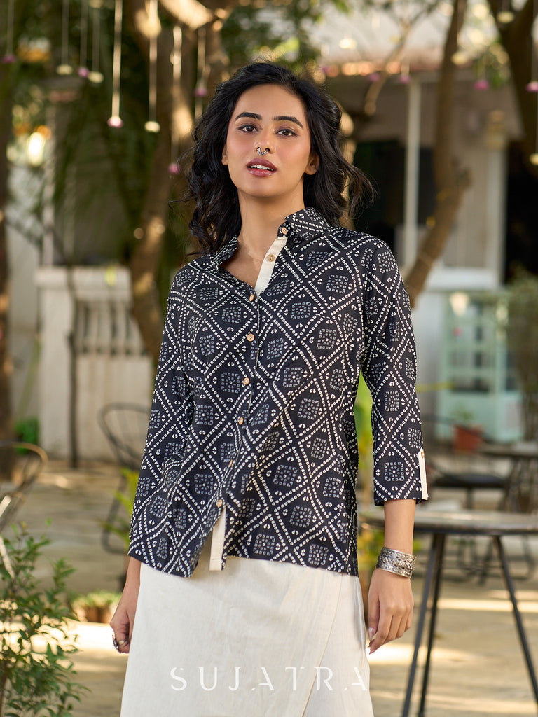 Classic Black Bandhani Printed Shirt