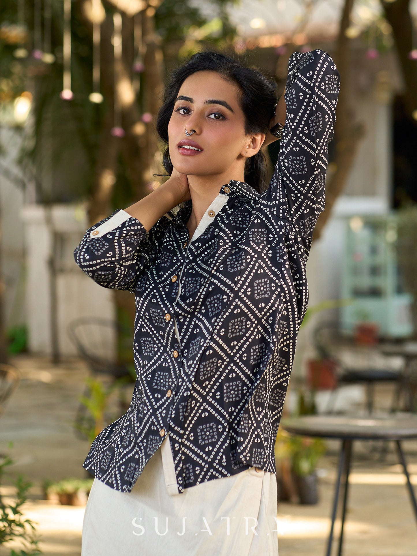 Classic Black Bandhani Printed Shirt