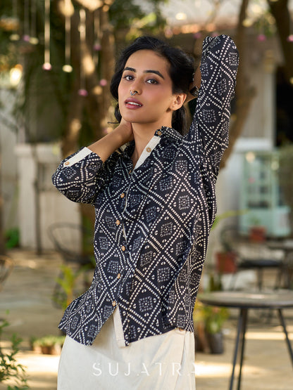 Classic Black Bandhani Printed Shirt