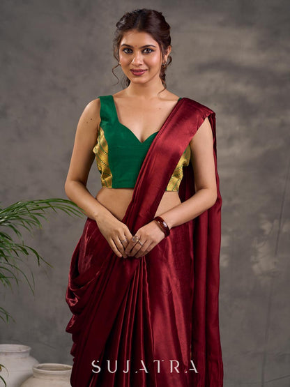 Maroon Modal Silk Saree with Elegant Zari Woven Pallu