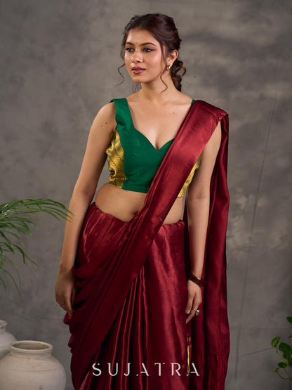 Maroon Modal Silk Saree with Elegant Zari Woven Pallu