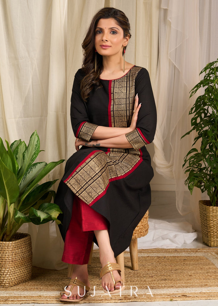 Maroon Cotton Silk Pant
