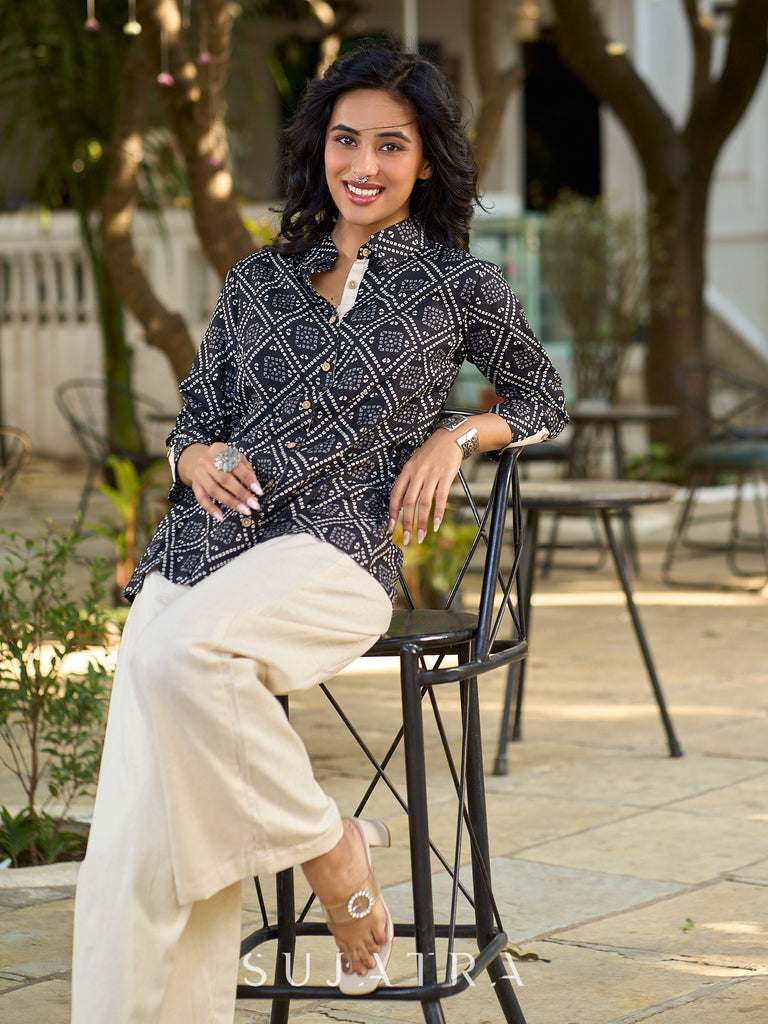 Classic Black Bandhani Printed Shirt