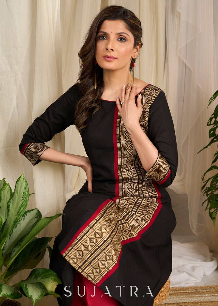 Maroon Cotton Silk Pant