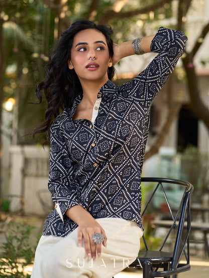 Classic Black Bandhani Printed Shirt