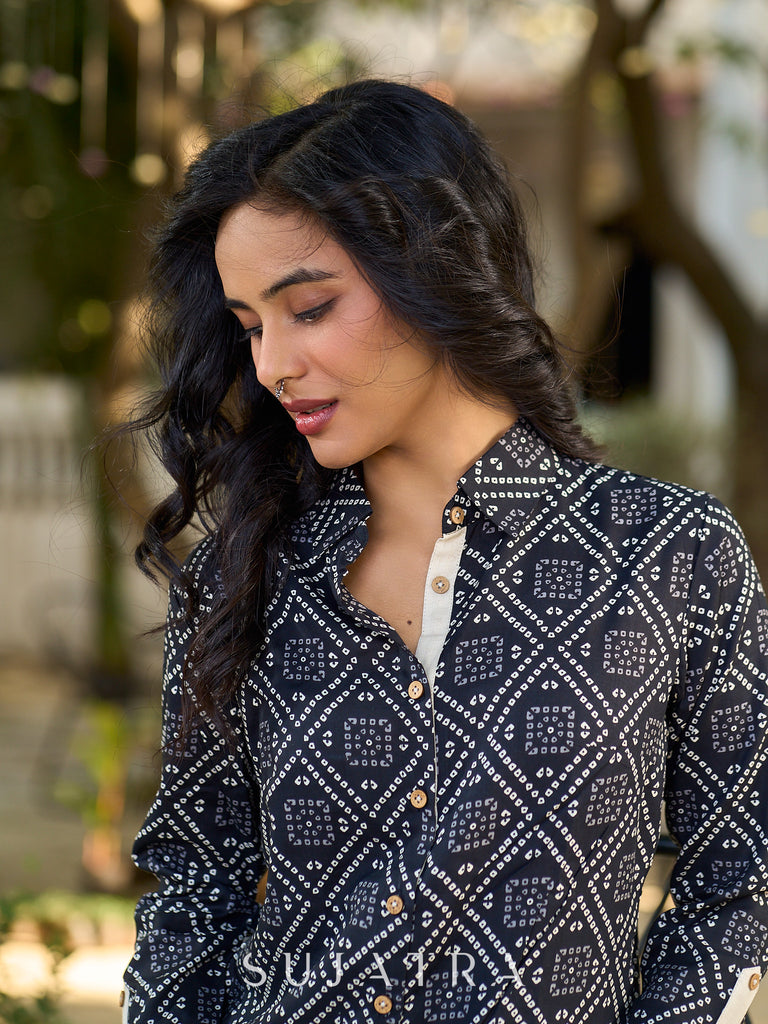 Classic Black Bandhani Printed Shirt
