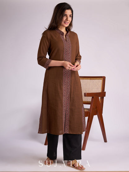 Ajrakh Aura Brown Cotton Kurta