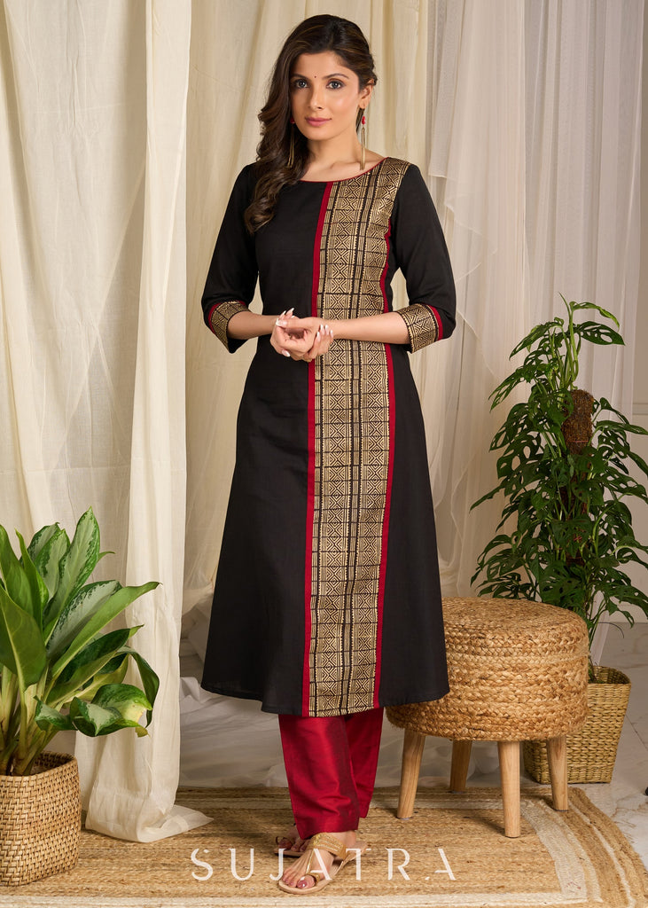 Maroon Cotton Silk Pant