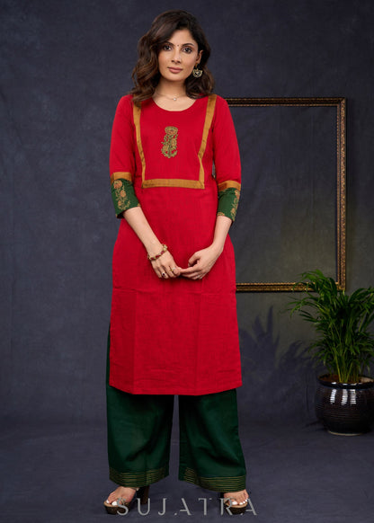 Green Cotton Silk Pant