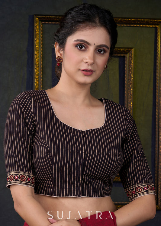 Elegant Embroidered Ajrakh Blouse