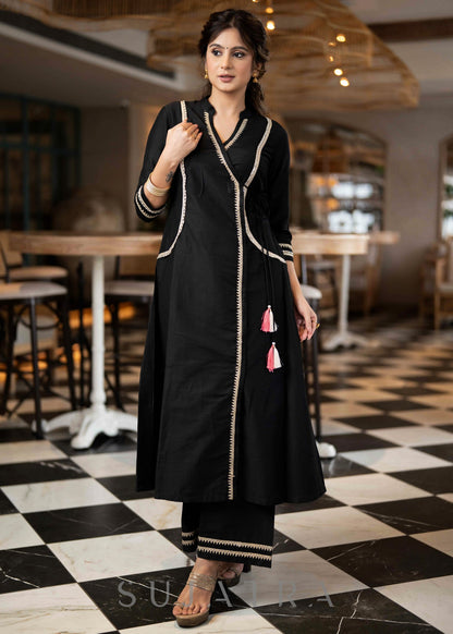 Black Cotton Silk Pant