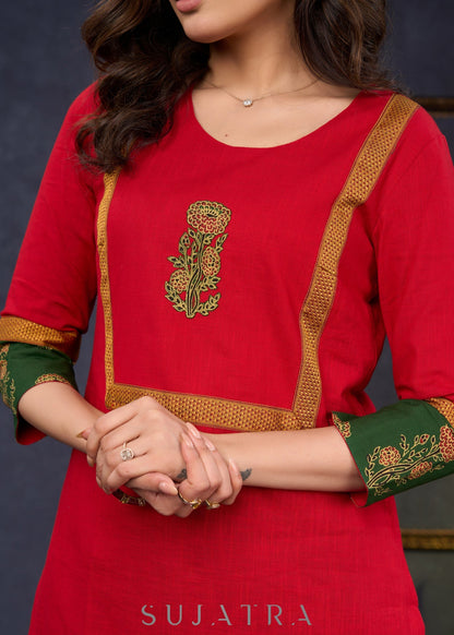Green Cotton Silk Pant