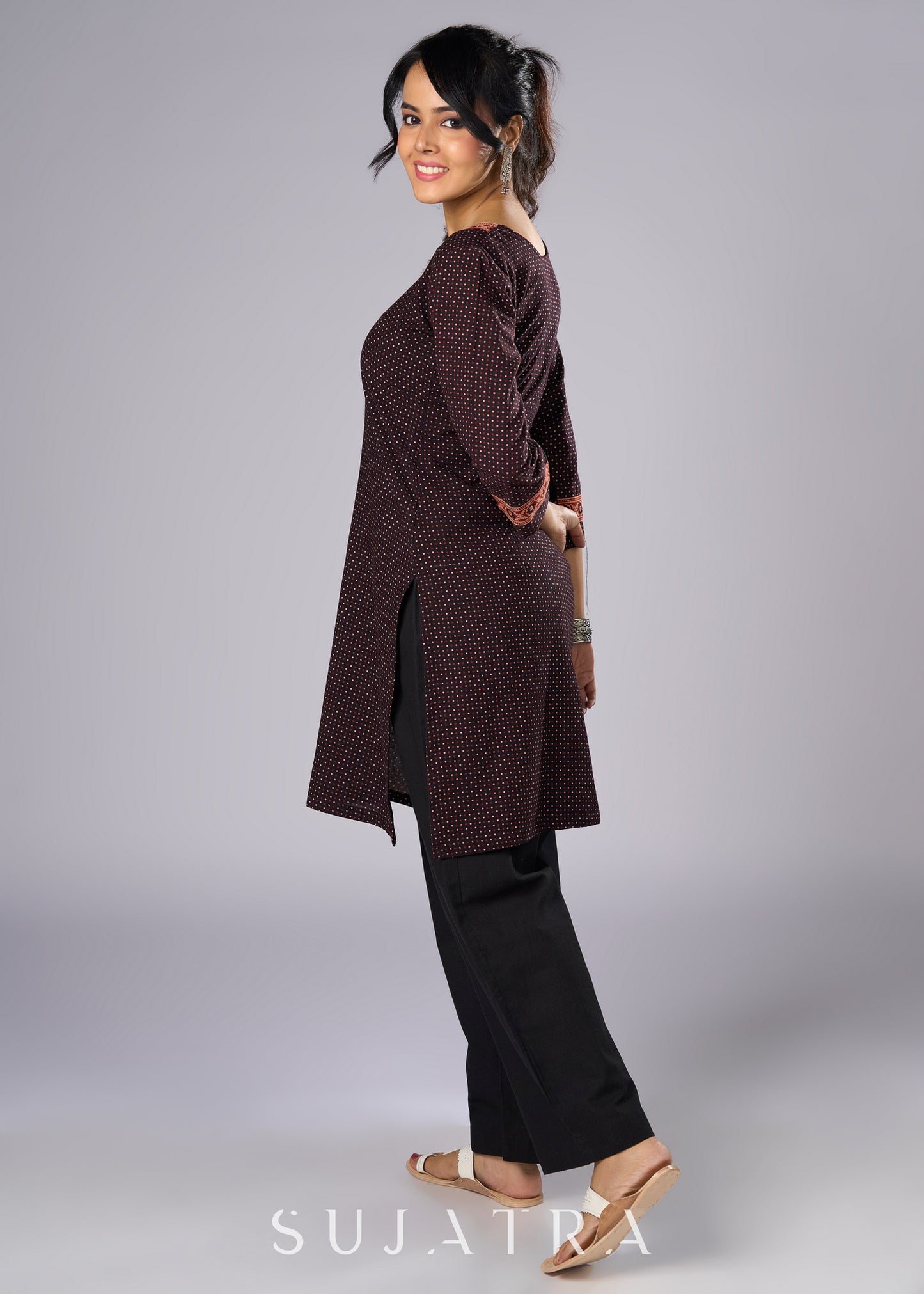 Elegant Black Cotton Ajrakh Tunic