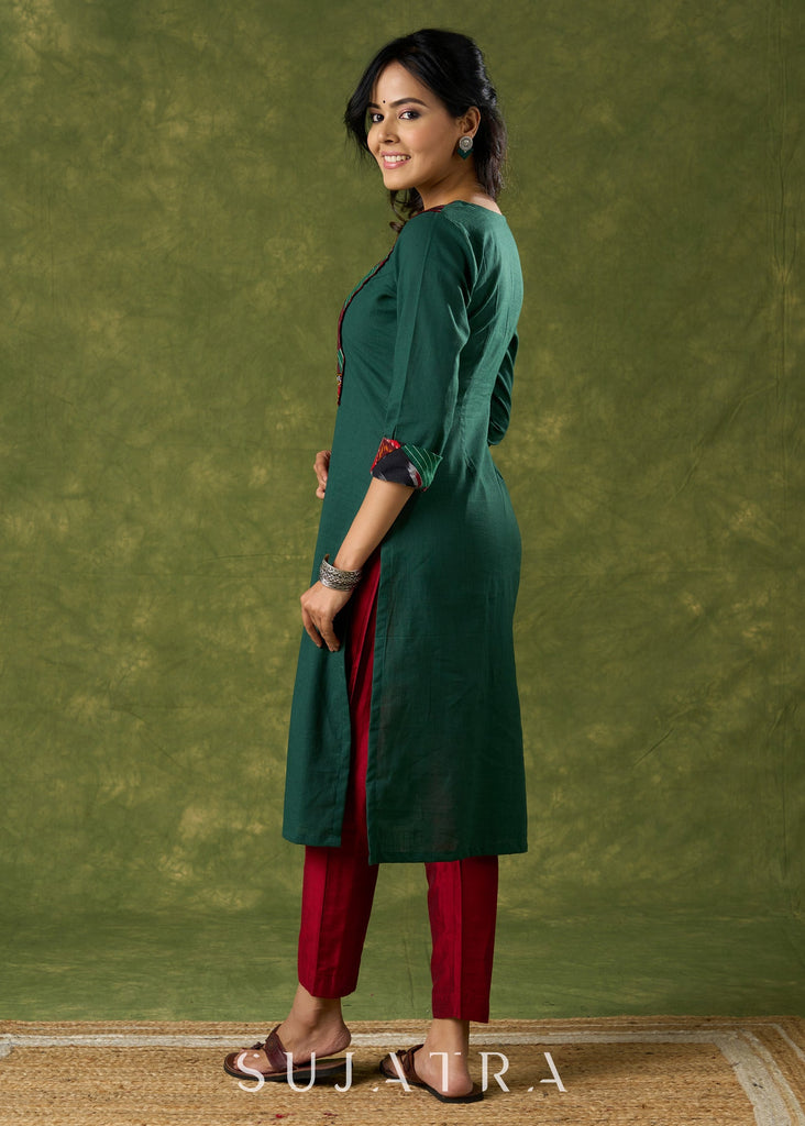 Maroon Cotton Silk Pant