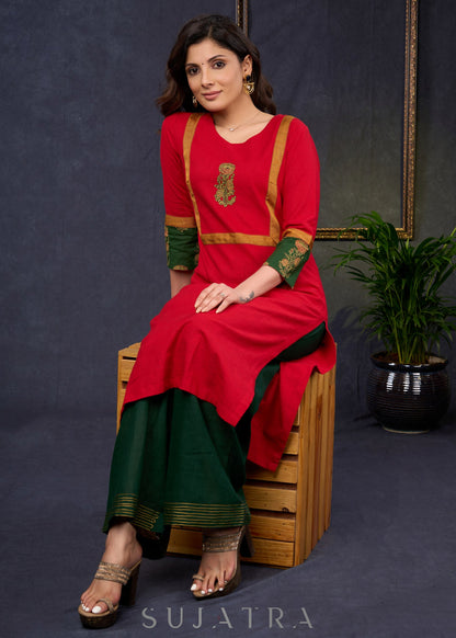 Green Cotton Silk Pant