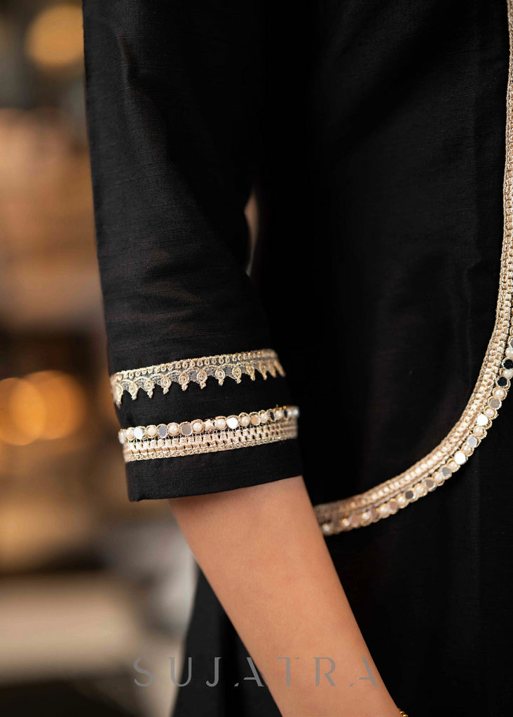 Black Cotton Silk Pant