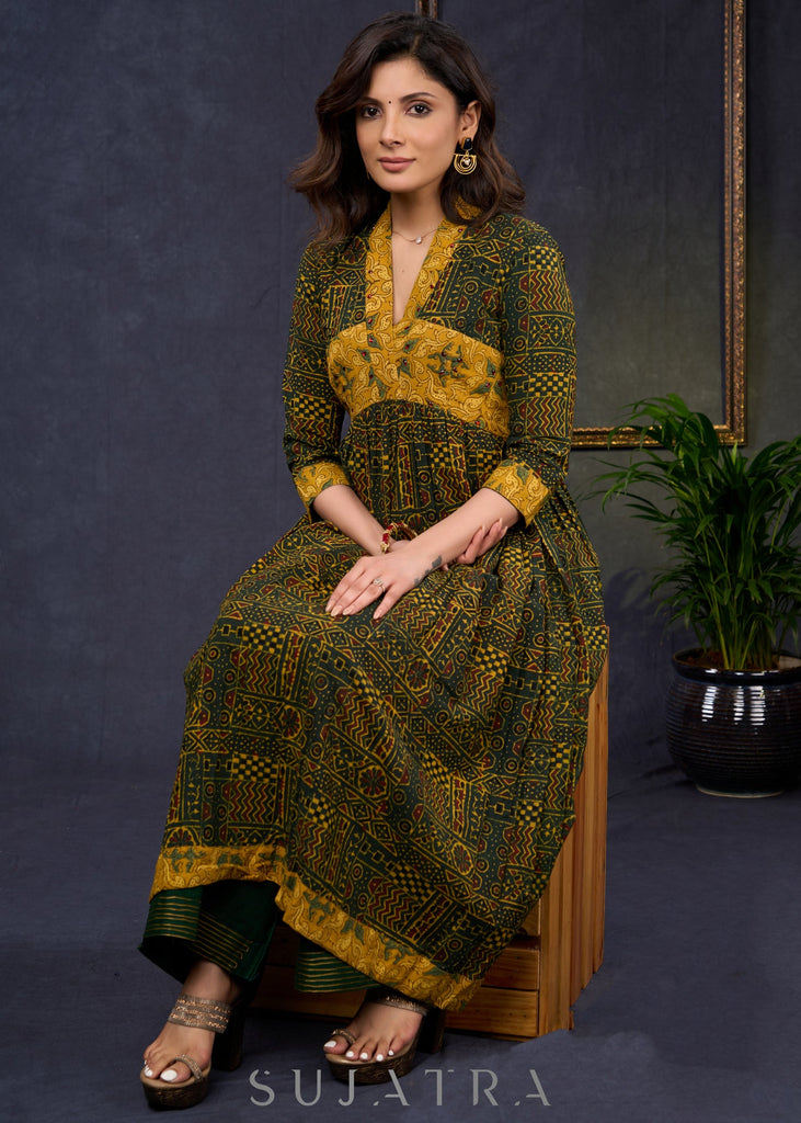 Green Cotton Silk Pant