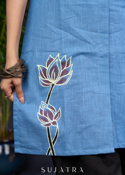 Classic Hand-Painted Cotton Ajrakh Collared Tunic - Pant Optional