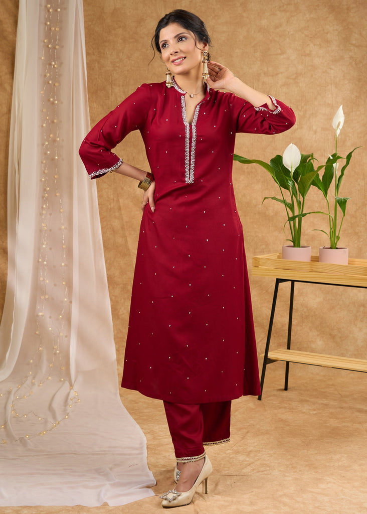 Maroon Rayon Pant
