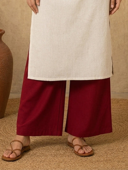 Elegant Maroon Solid Cotton Straight Pant