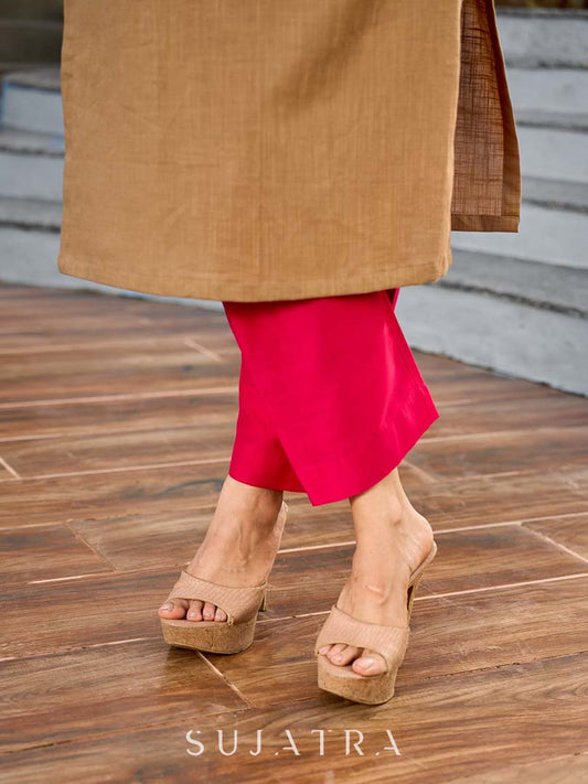 Sophisticated Dark Pink Cotton Silk Pant