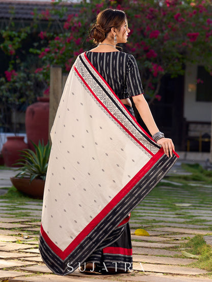 Timeless Black Saree with Ikat & Jamdani Accents