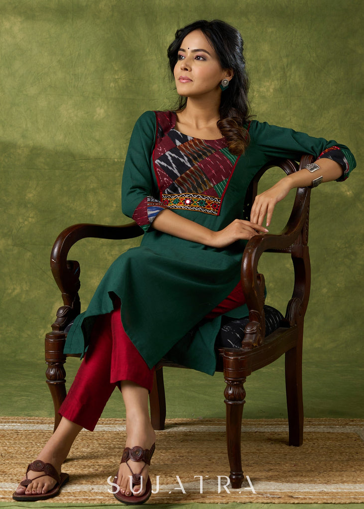 Maroon Cotton Silk Pant