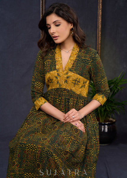 Green Cotton Silk Pant