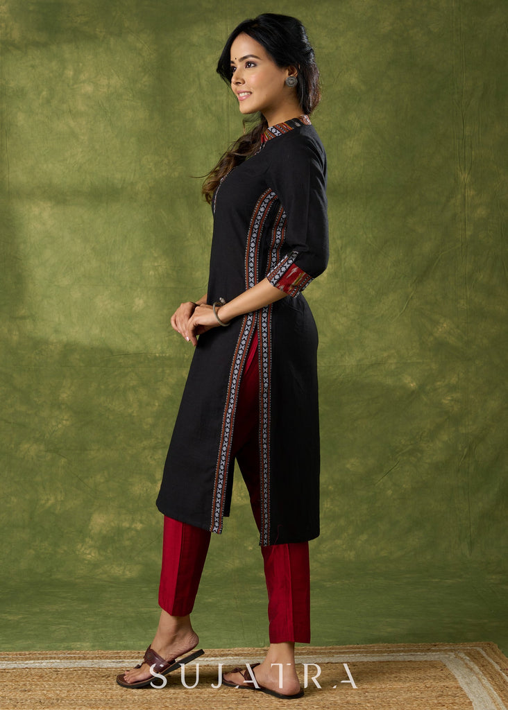 Maroon Cotton Silk Pant
