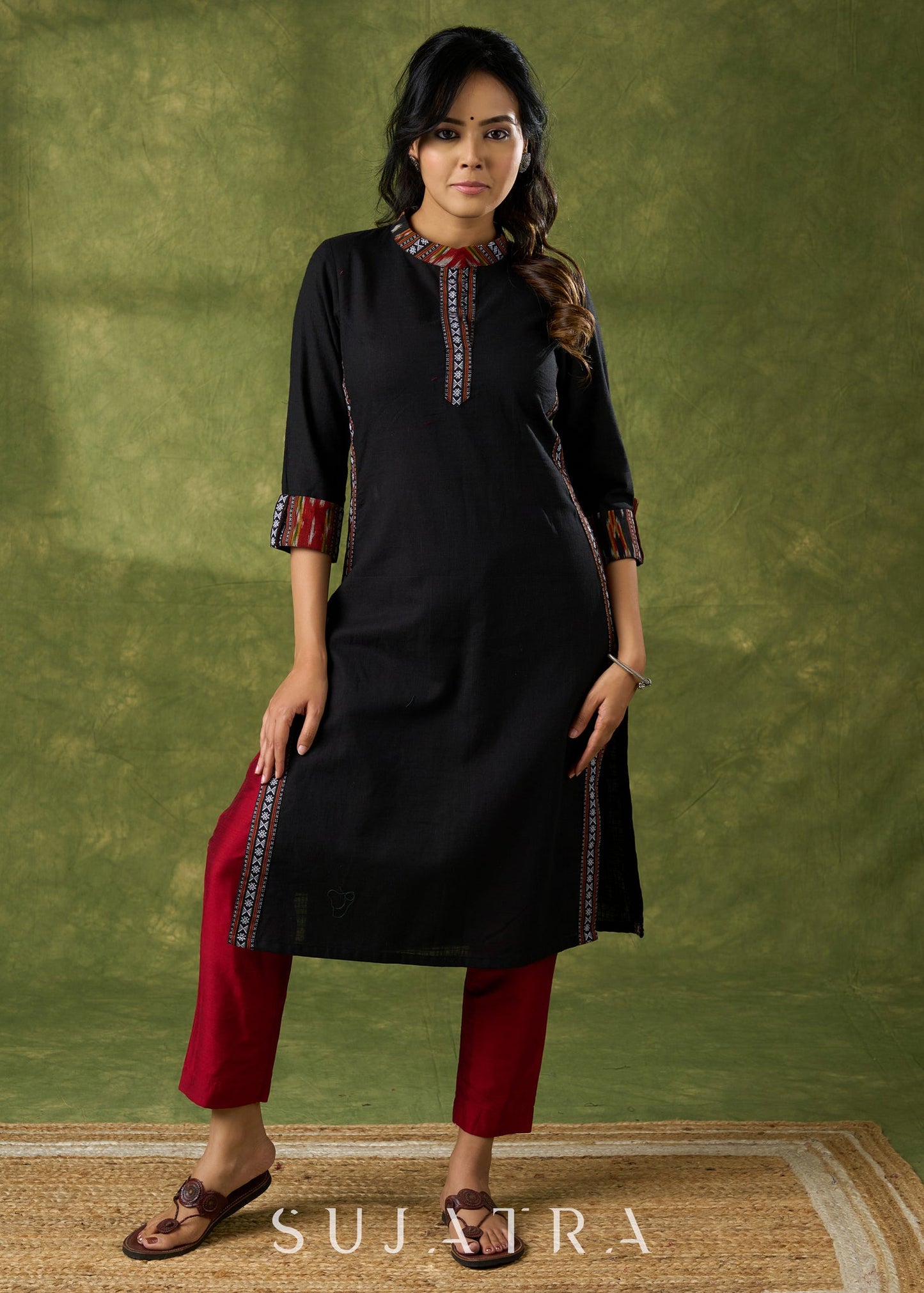 Maroon Cotton Silk Pant