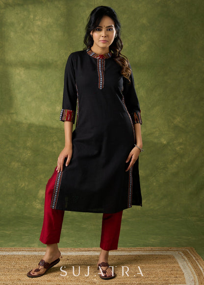 Maroon Cotton Silk Pant