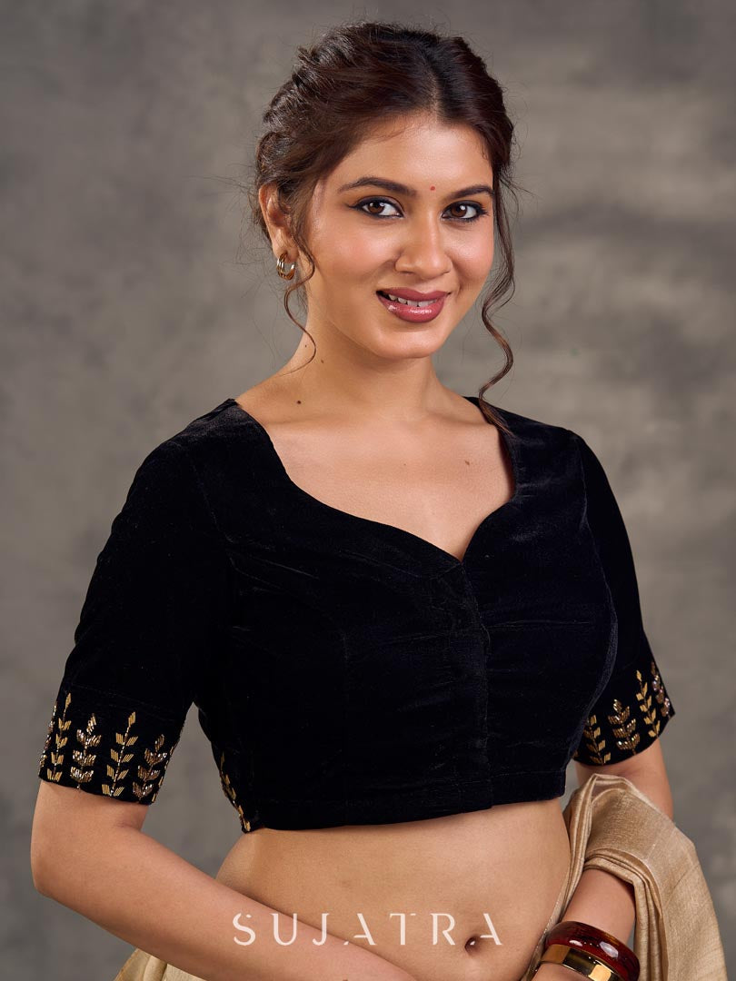 Artisanal Beige Pure Tussar Silk Saree