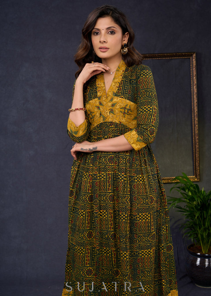Green Cotton Silk Pant