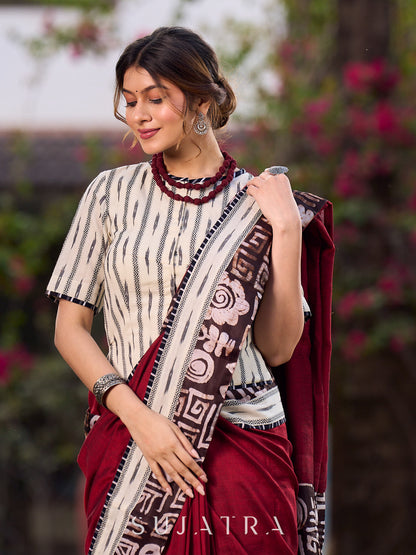 Timeless Black And White Ikat Cotton Blouse