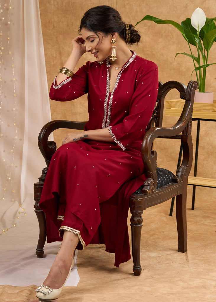 Maroon Rayon Pant
