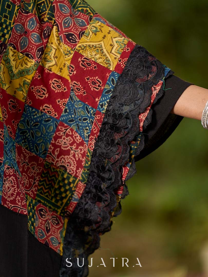 Vibrant Ajrakh Patchwork Cotton Dupatta