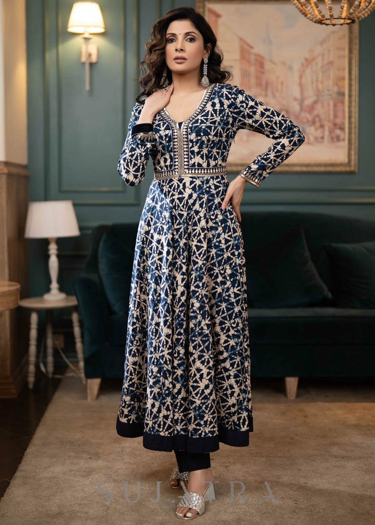 Blue Cotton Silk Pant
