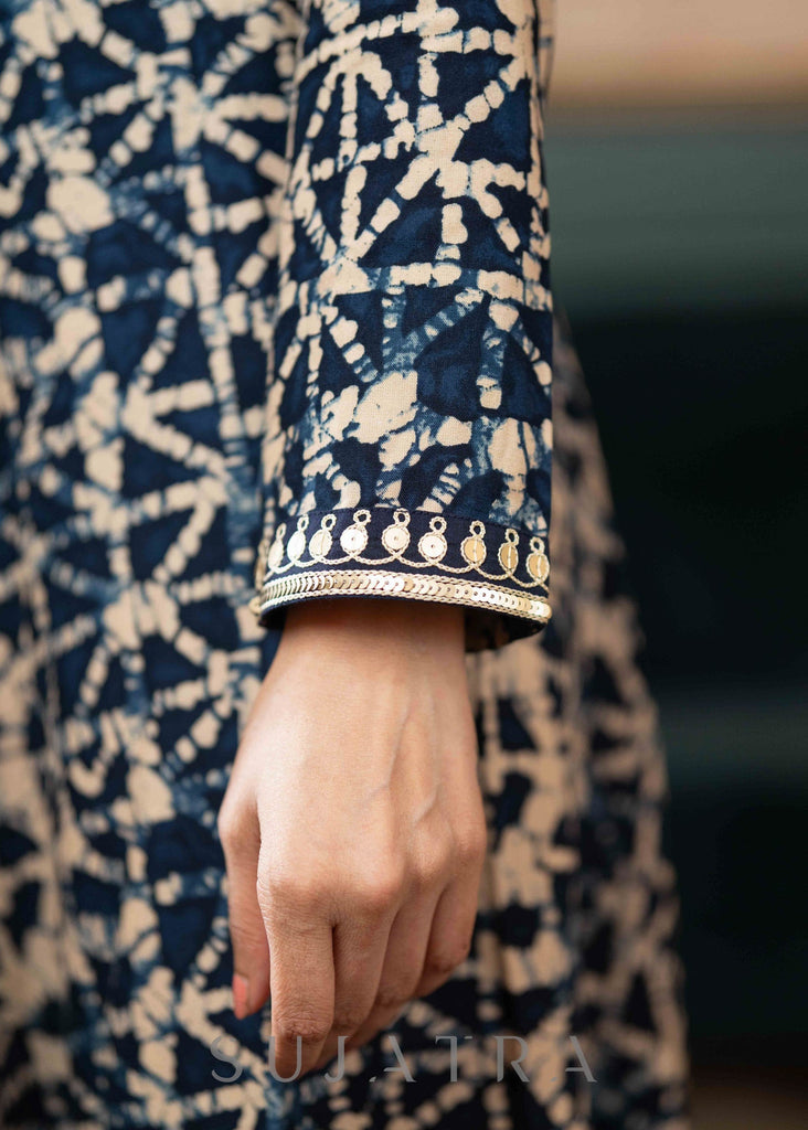 Blue Cotton Silk Pant