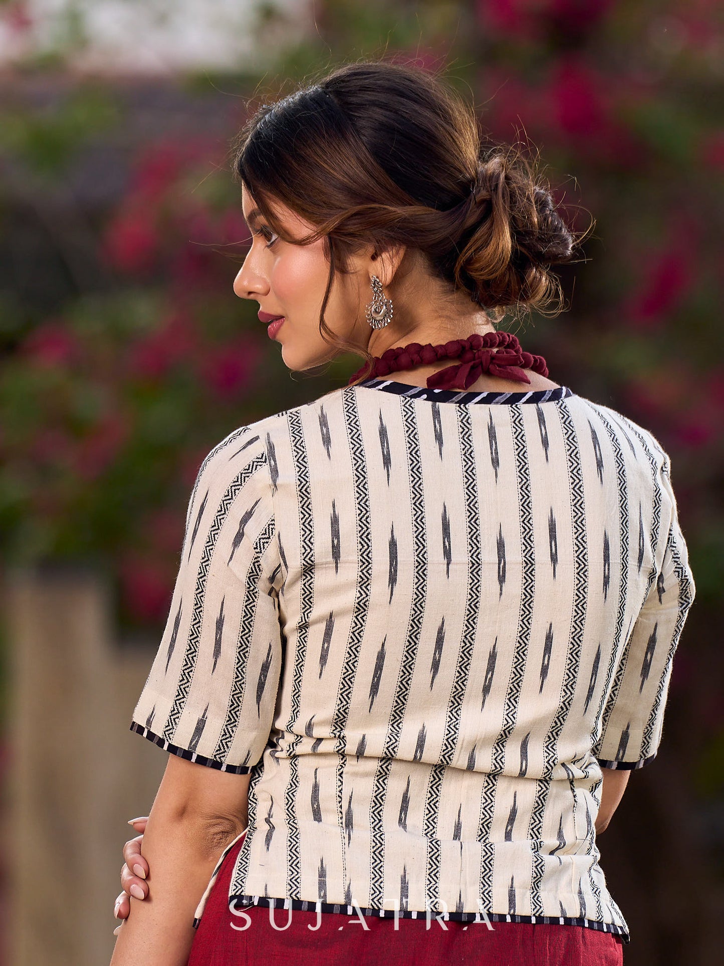 Timeless Black And White Ikat Cotton Blouse