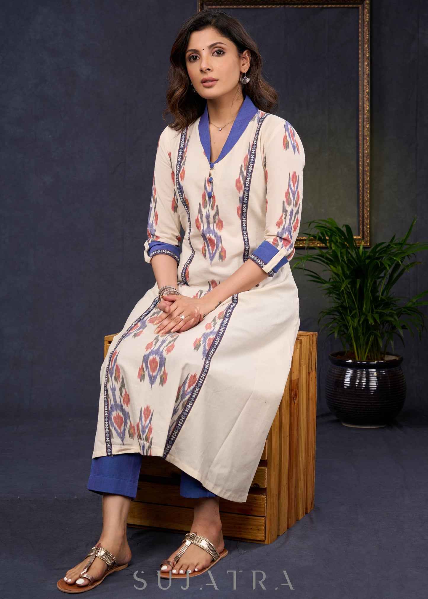 Blue Cotton Pant